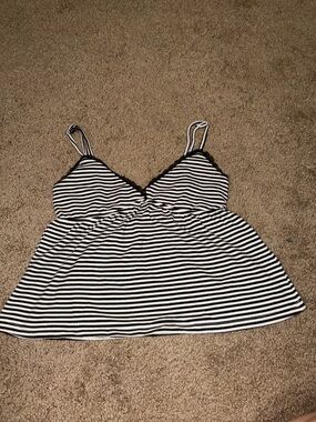 Black & White Striped Edikted Baby Doll Style Top